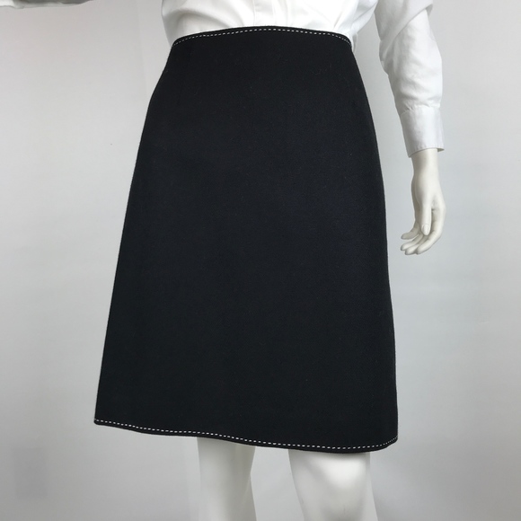Ann Taylor Dresses & Skirts - Ann Taylor Topstitched Black Wool Skirt